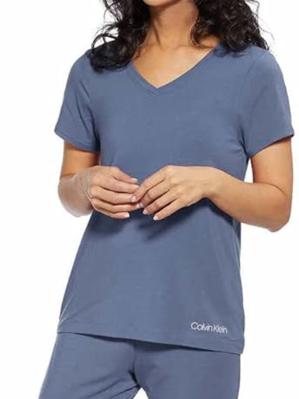 Calvin Klein Womens 2 Piece Pajama Set (Scorched Denim, Small)